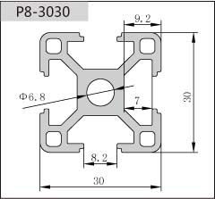 3030工業(yè)鋁型材二維圖 3030工業(yè)鋁型材二維圖